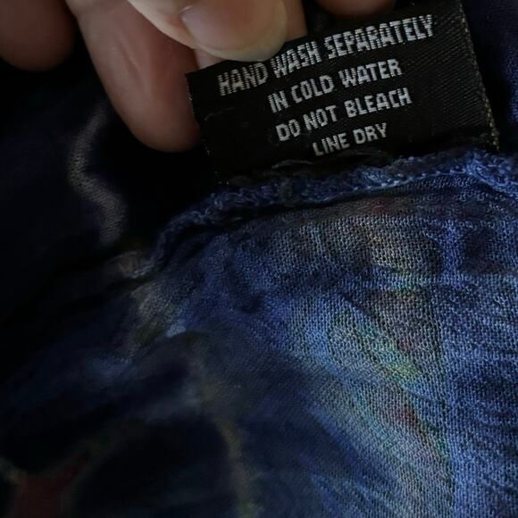 Greater Good Size XL V Neck Flowy Blouse Boho Indie Tie Dye Multicolor Print - Picture 5 of 5